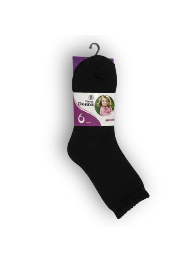 Pierre Donna Girls Long Socks Pack of 6 – Mix Colors Navy Blue / White / Black | Soft Cotton Blend | Breathable & Stretch Comfort | School & Daily Wear | Age 13–14 Years - Image 2